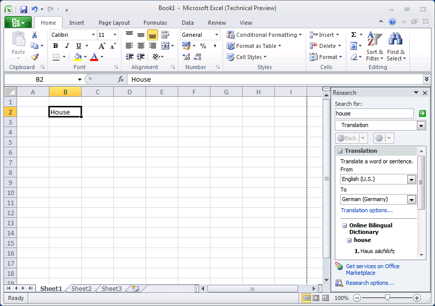 Excel 2010 english version
